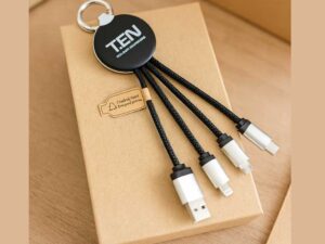 Eco-friendly 4-in-1 charging cable keychain