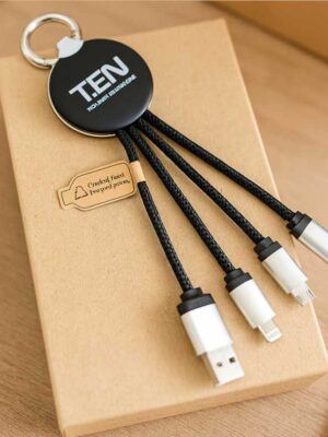 Eco-friendly 4-in-1 charging cable keychain