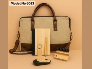 Jute Laptop Bag, Bamboo Diary, Pen,Keychain,  Bamboo Mouse  4 Click Stress Buster