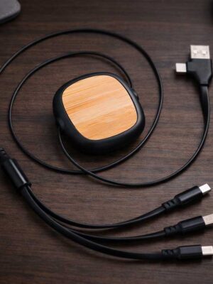 Retractable Bamboo Multi-Charging Cable