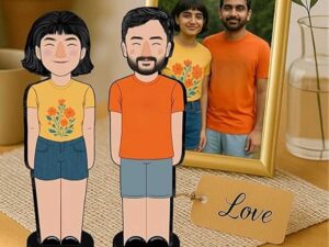 Personalized Couple Caricature Acrylic Plaque with Photo Customization | Romantic Gift for Anniversary Birthday Valentine | Custom Cartoon Standee Couple Figurine (Couple Caricature)