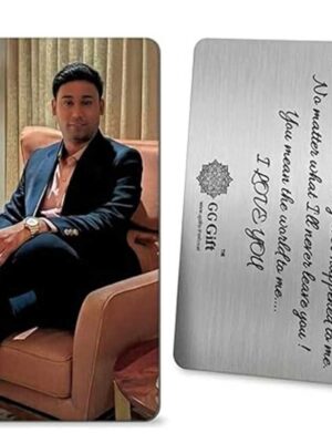 Personalized Metal Photo Plaque – Customized Personalized Photo Silver Wallet Card (8.8 x 5.5cm) Custom Engraved ‘You and Me’ Gift for Couples, Anniversaries & Special Moments