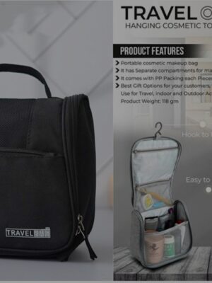 Portable Travel Organizer Hanging Cosmetic Toiletry Storage Bag with Multiple Compartments