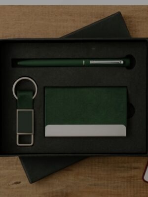 Luxury Executive Corporate Gift Set with Premium Pen, Metal Keychain & Visiting Card Holder for Office, Employees, Clients & Business Gifting