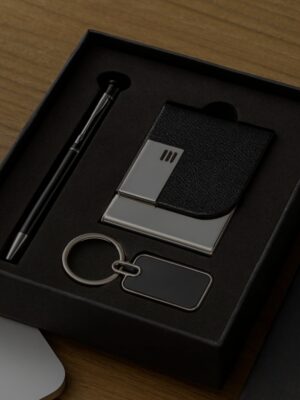 Luxury Executive Metal Card Holder with Premium Pen & Keychain Corporate Gift Set