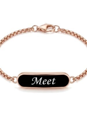 Engraved Name Bracelet for Men | Slim Oval Bar on Fine Rolo Chain
