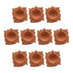 Set of 10 handmade Lotus Square terracotta clay diyas for Diwali — GG Gift, Jaipur