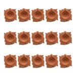 Set of 15 handmade Lotus Square terracotta clay diyas for Diwali — GG Gift, Jaipur