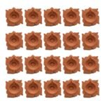 Set of 20 handmade Lotus Square terracotta clay diyas for Diwali — GG Gift, Jaipur