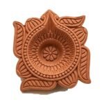 One handmade Lotus Square terracotta clay diya, 3 inch — GG Gift, Jaipur
