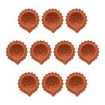 Set of 10 handmade Pinwheel terracotta clay diyas for Diwali — GG Gift, Jaipur