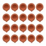Set of 20 handmade Pinwheel terracotta clay diyas for Diwali — GG Gift, Jaipur
