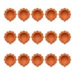 Set of 15 handmade Sunflower Mandala terracotta clay diyas for Diwali — GG Gift, Jaipur