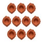 Set of 10 handmade Paan Leaf terracotta clay diyas for Diwali — GG Gift, Jaipur