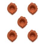 Set of 5 handmade Paan Leaf terracotta clay diyas for Diwali — GG Gift, Jaipur
