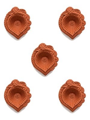 Set of 5 handmade Paan Leaf terracotta clay diyas for Diwali — GG Gift, Jaipur