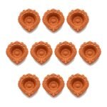 Set of 10 handmade Royal Sunflower terracotta clay diyas for Diwali — GG Gift, Jaipur
