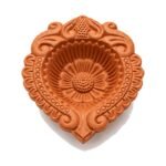 One handmade Royal Sunflower terracotta clay diya, 3 inch — GG Gift, Jaipur