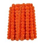 Pack of 5 artificial orange marigold garlands, 4.5 ft genda phool mala — GG Gift, Jaipur