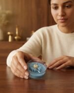 Blue jasmine scented soy wax tea light candles lit for Diwali — GG Gift, Jaipur