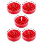 Set of 5 red rose scented soy wax tea light candles with a hand moulded flower — GG Gift, Jaipur