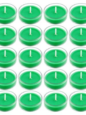 Set of 20 green mogra scented soy wax tea light candles — GG Gift, Jaipur