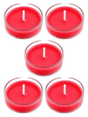 Set of 5 red rose scented soy wax tea light candles — GG Gift, Jaipur