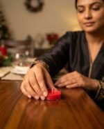 Red rose scented soy wax tea light candles lit for Diwali — GG Gift, Jaipur