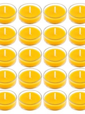 Set of 20 yellow lemongrass scented soy wax tea light candles — GG Gift, Jaipur