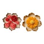 Mix Flower and Daisy set of 2 brass urli candle, rose scented soy wax in a brass bowl — GG Gift, Jaipur