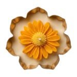 Daisy brass urli candle, rose scented soy wax in a brass bowl — GG Gift, Jaipur
