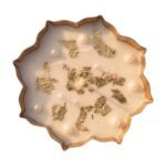 Golden Petal and Pearl brass urli candle, rose scented soy wax in a brass bowl — GG Gift, Jaipur