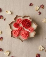 Mix Flower brass urli candle, rose scented soy wax in a brass bowl — GG Gift, Jaipur