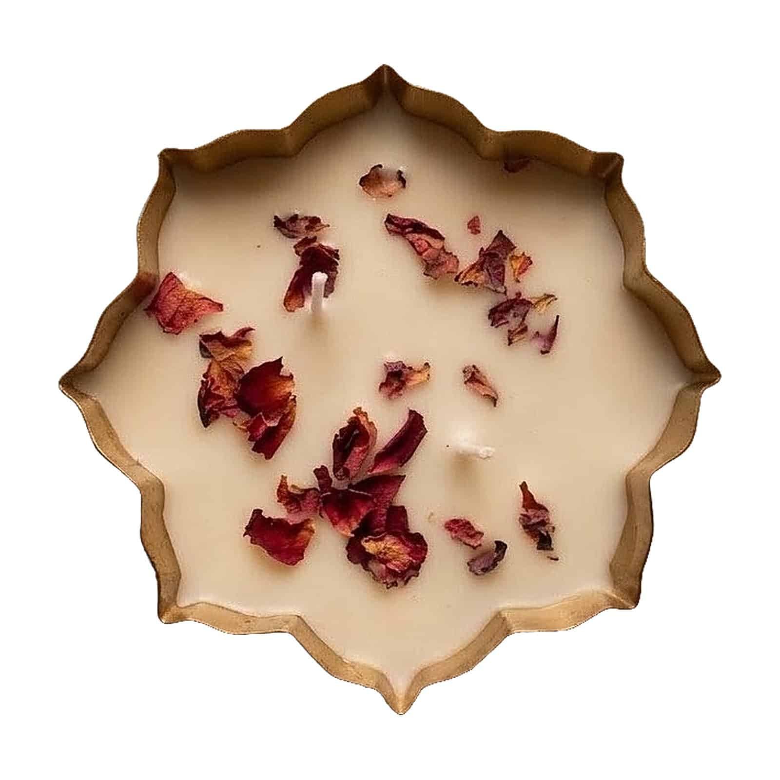 GG-URL-BR-ROSE20MAIN20Rose-Petal.jpg Rose Petal brass urli candle, rose scented soy wax in a brass bowl — GG Gift, Jaipur