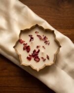 Rose Petal brass urli candle, rose scented soy wax in a brass bowl — GG Gift, Jaipur