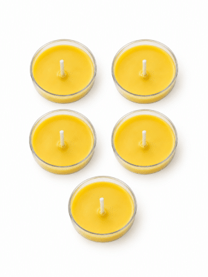 Set of 5 orange sandalwood scented soy wax tea light candles — GG Gift, Jaipur